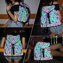 Reflective Colour Changing Geometric Backpack For Women