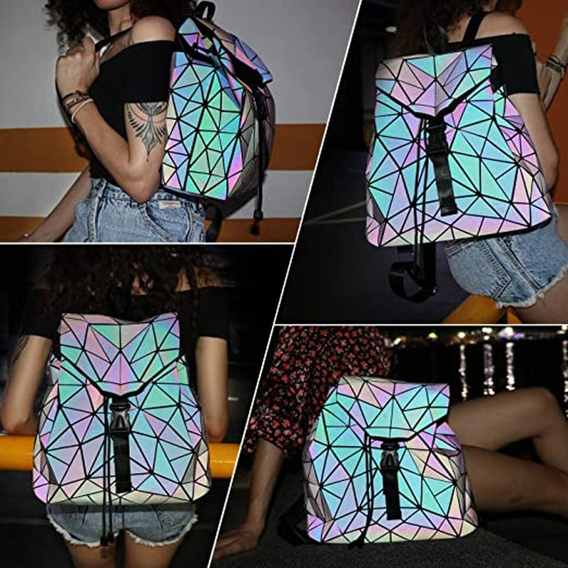 Reflective Colour Changing Geometric Backpack For Women