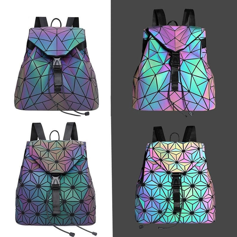 Reflective Colour Changing Geometric Backpack For Women