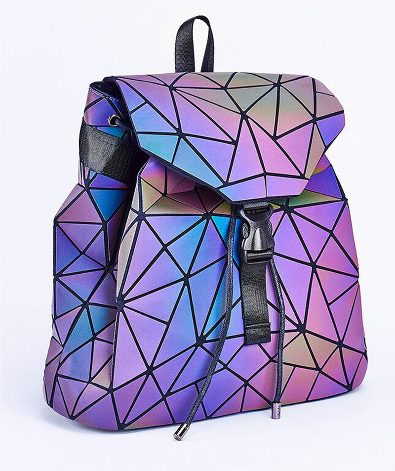 Reflective Colour Changing Geometric Backpack For Women