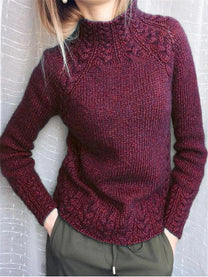 Relaxed Fit Acrylic-Polyester Pullover Sweater for Women