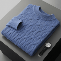 Relaxed Fit Cable Knit Wool Blend Sweater