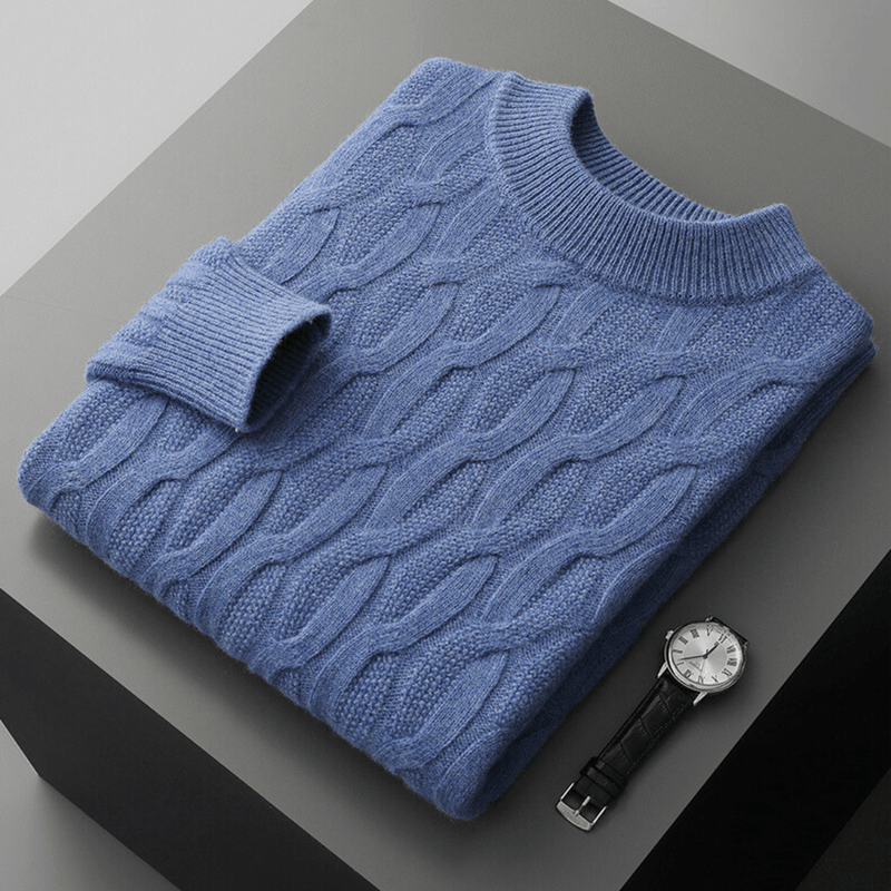 Relaxed Fit Cable Knit Wool Blend Sweater