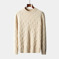 Relaxed Fit Cable Knit Wool Blend Sweater