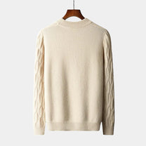 Relaxed Fit Cable Knit Wool Blend Sweater
