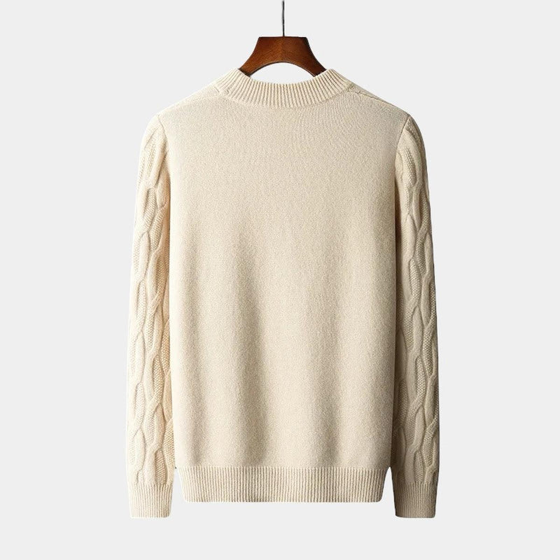 Relaxed Fit Cable Knit Wool Blend Sweater