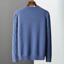 Relaxed Fit Cable Knit Wool Blend Sweater