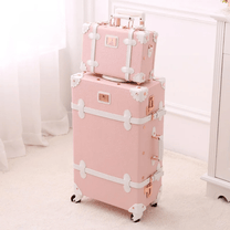 Retro 2-Piece Luggage Set With Combination Lock And Silent Wheels