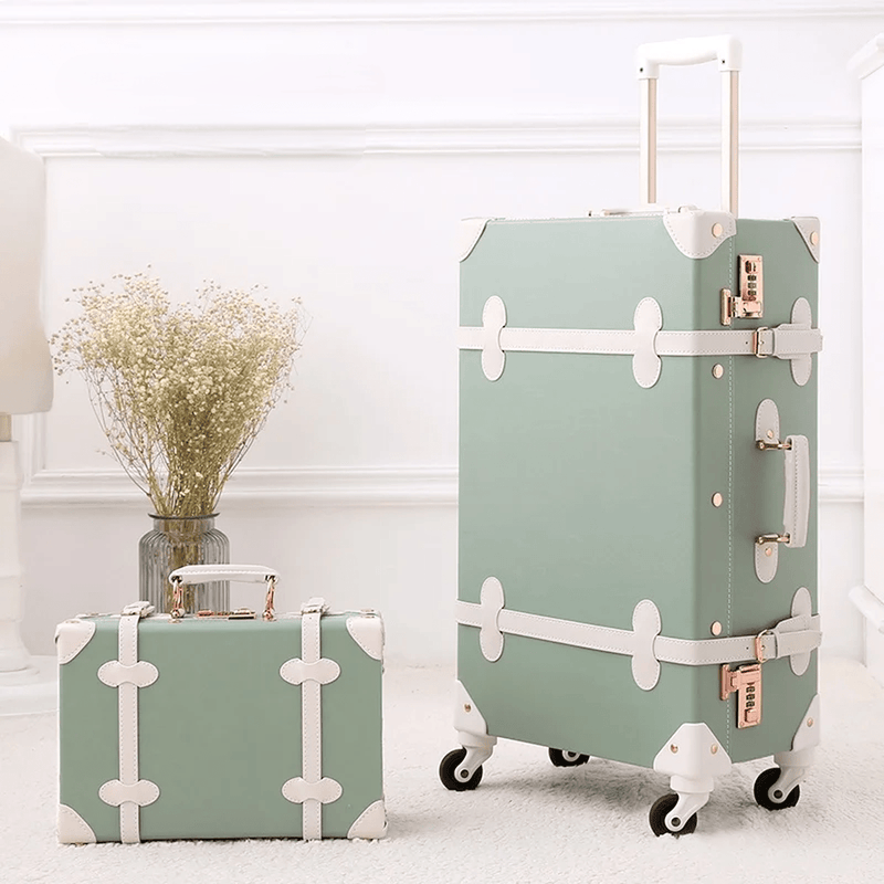Retro 2-Piece Luggage Set With Combination Lock And Silent Wheels