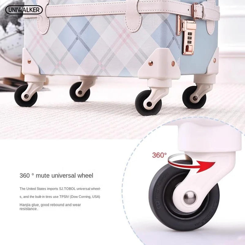 Retro 2-Piece Luggage Set With Combination Lock And Silent Wheels