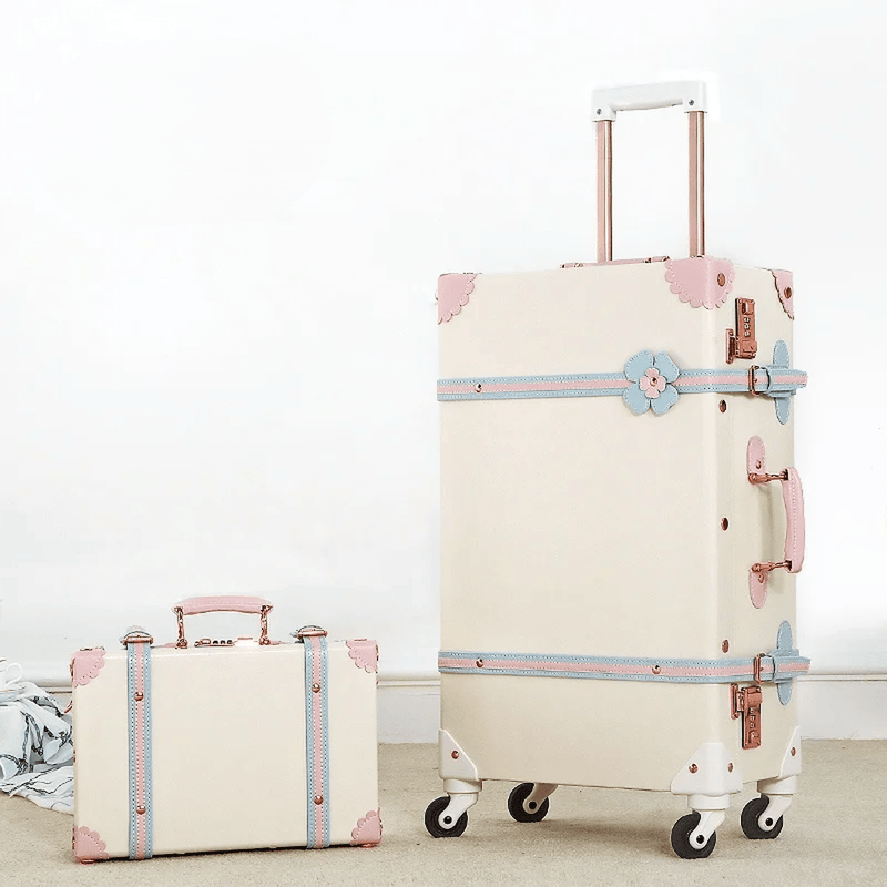 Retro 2-Piece Luggage Set With Combination Lock And Silent Wheels