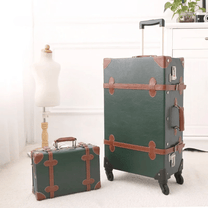 Retro 2-Piece Luggage Set With Combination Lock And Silent Wheels