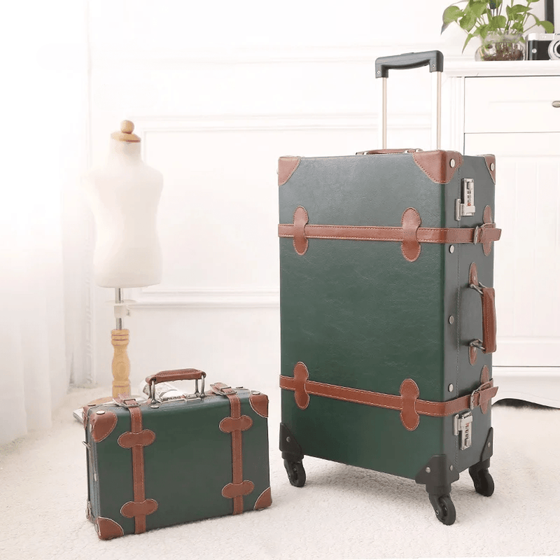 Retro 2-Piece Luggage Set With Combination Lock And Silent Wheels