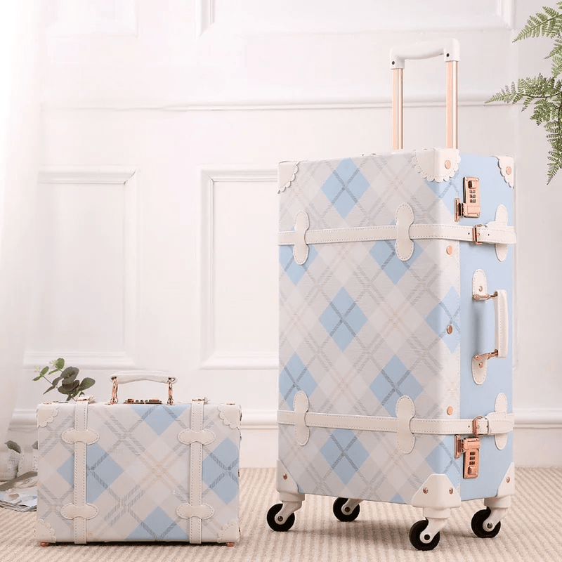 Retro 2-Piece Luggage Set With Combination Lock And Silent Wheels