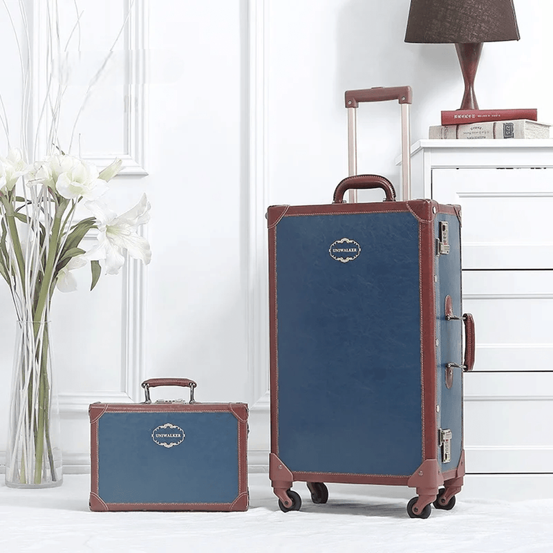 Retro 2-Piece Luggage Set With Combination Lock And Silent Wheels