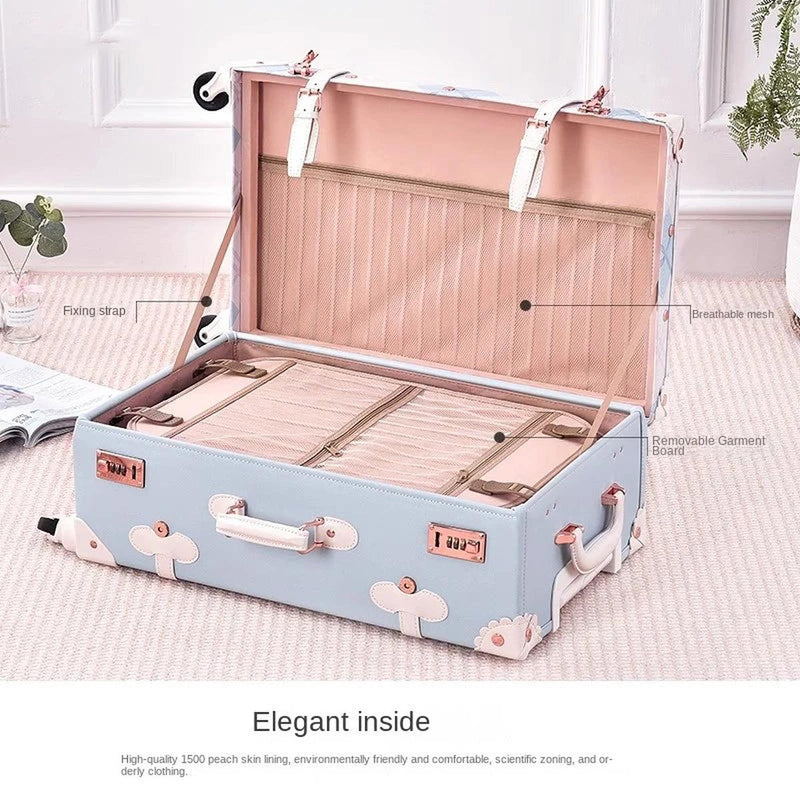 Retro 2-Piece Luggage Set With Combination Lock And Silent Wheels