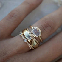 Retro Gold and Zirconia Ring Duo