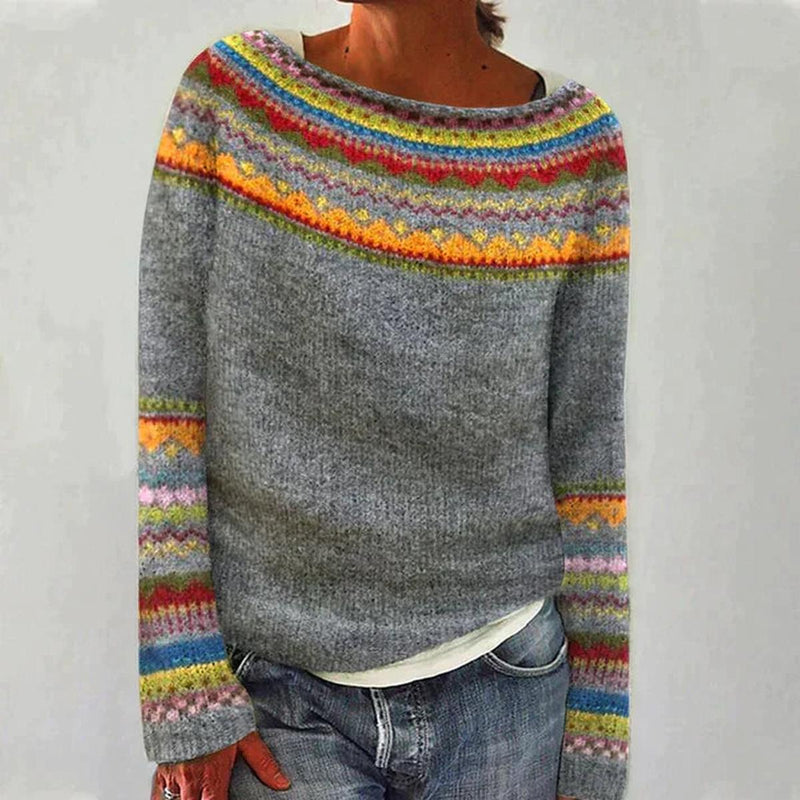 Retro Long Sleeve Pullover With Print
