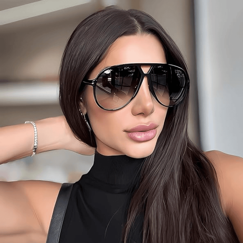 Retro Oversized Aviator Sunglasses With UV400 Protection