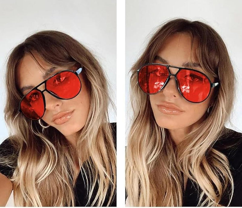 Retro Oversized Aviator Sunglasses With UV400 Protection