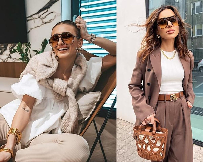 Retro Oversized Aviator Sunglasses With UV400 Protection