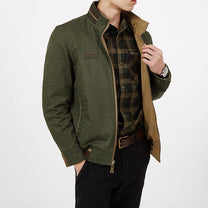 Reversible Cotton Blend Jacket With Zip Front