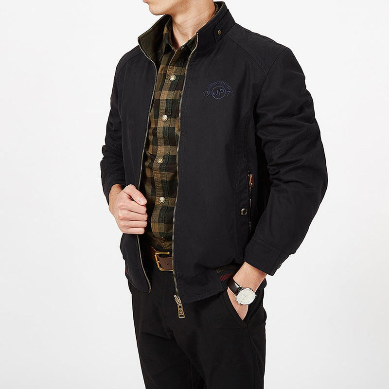 Reversible Cotton Blend Jacket With Zip Front