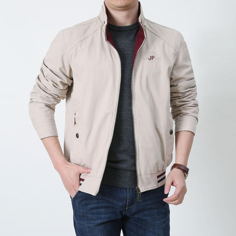 Reversible Cotton Blend Jacket With Zip Front