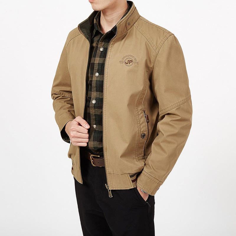 Reversible Cotton Blend Jacket With Zip Front