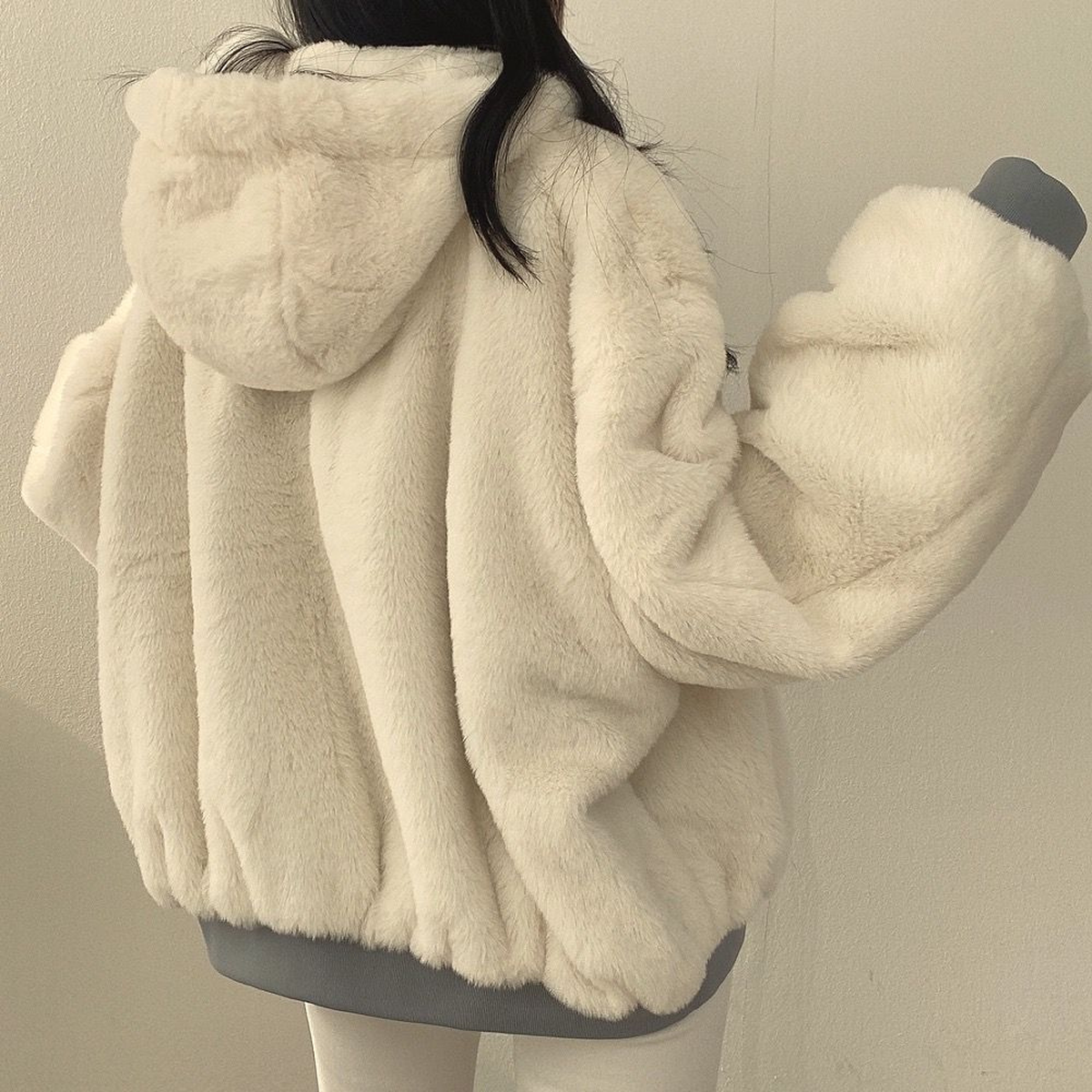 Reversible Hooded Fleece Jacket With Long Sleeves