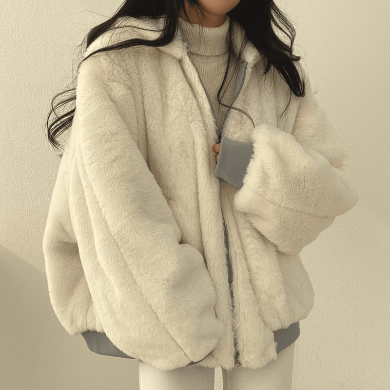 Reversible Hooded Fleece Jacket With Long Sleeves