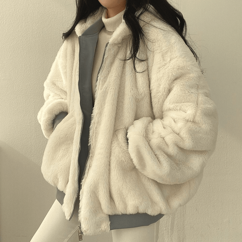 Reversible Hooded Fleece Jacket With Long Sleeves