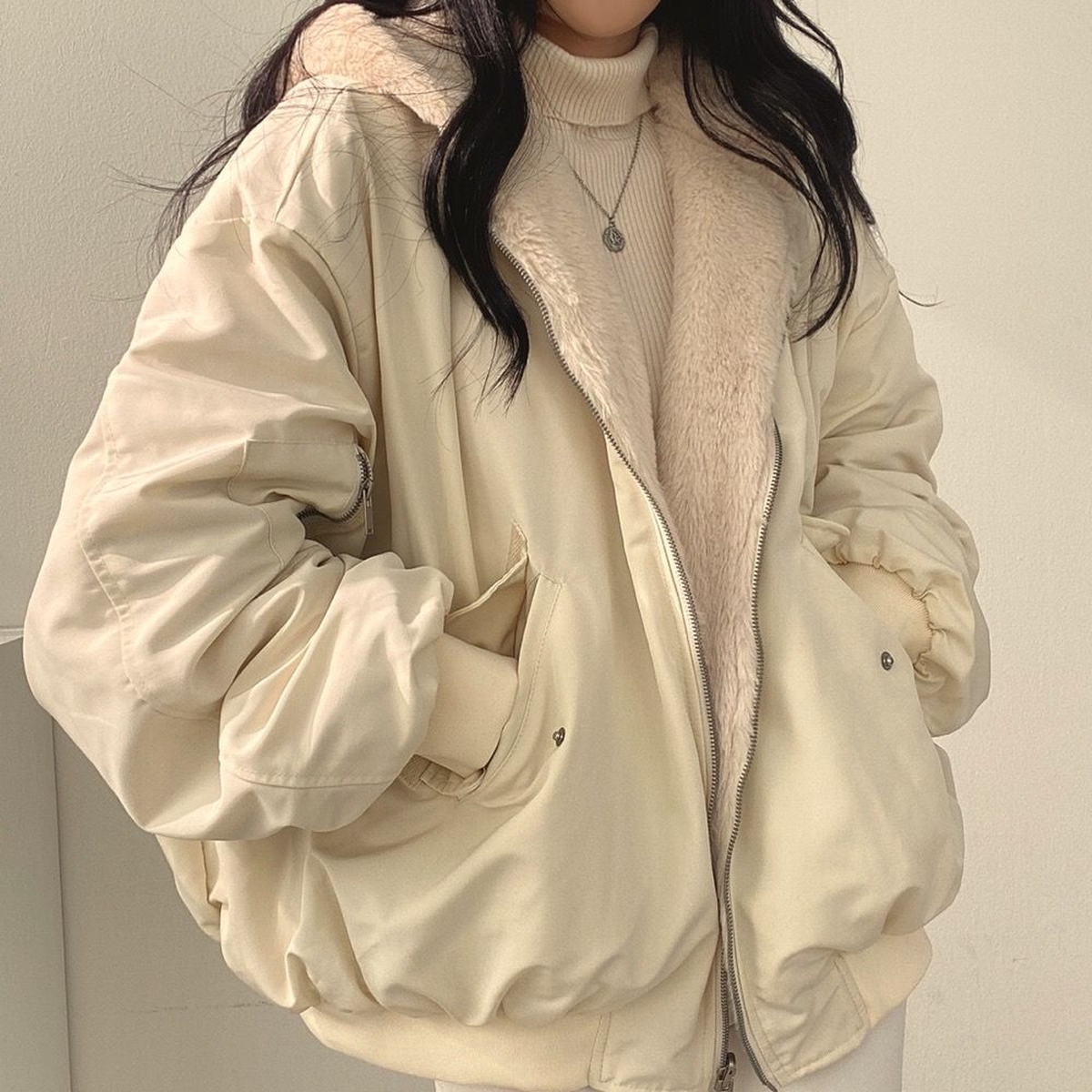 Reversible Hooded Fleece Jacket With Long Sleeves