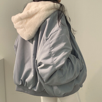 Reversible Hooded Fleece Jacket With Long Sleeves