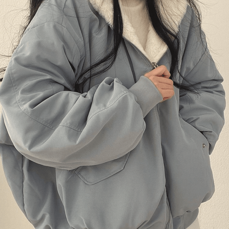 Reversible Hooded Fleece Jacket With Long Sleeves