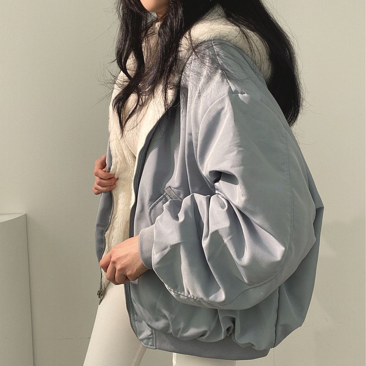 Reversible Hooded Fleece Jacket With Long Sleeves
