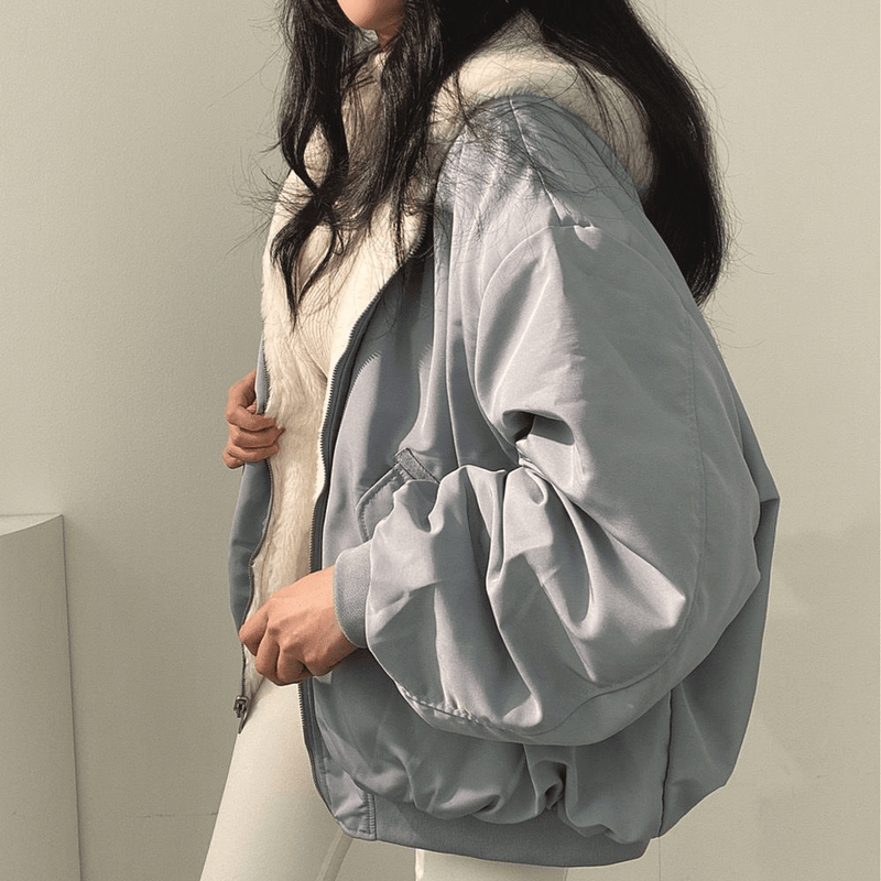 Reversible Hooded Fleece Jacket With Long Sleeves