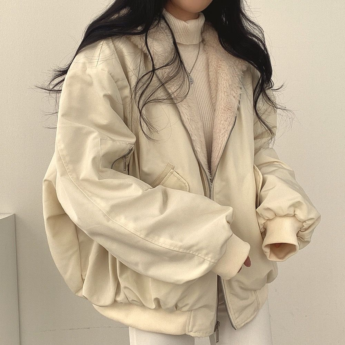 Reversible Hooded Fleece Jacket With Long Sleeves