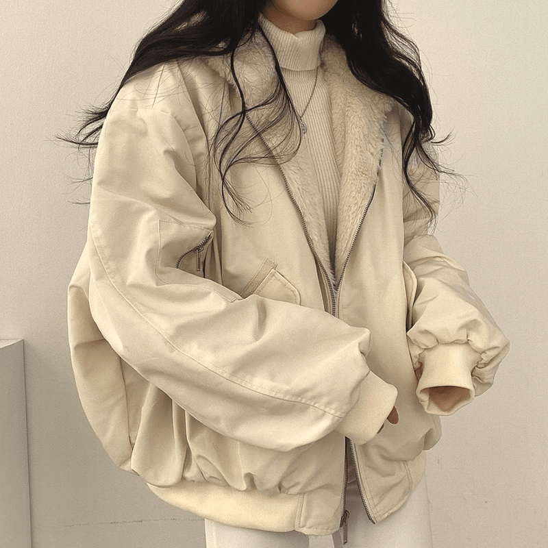Reversible Hooded Fleece Jacket With Long Sleeves