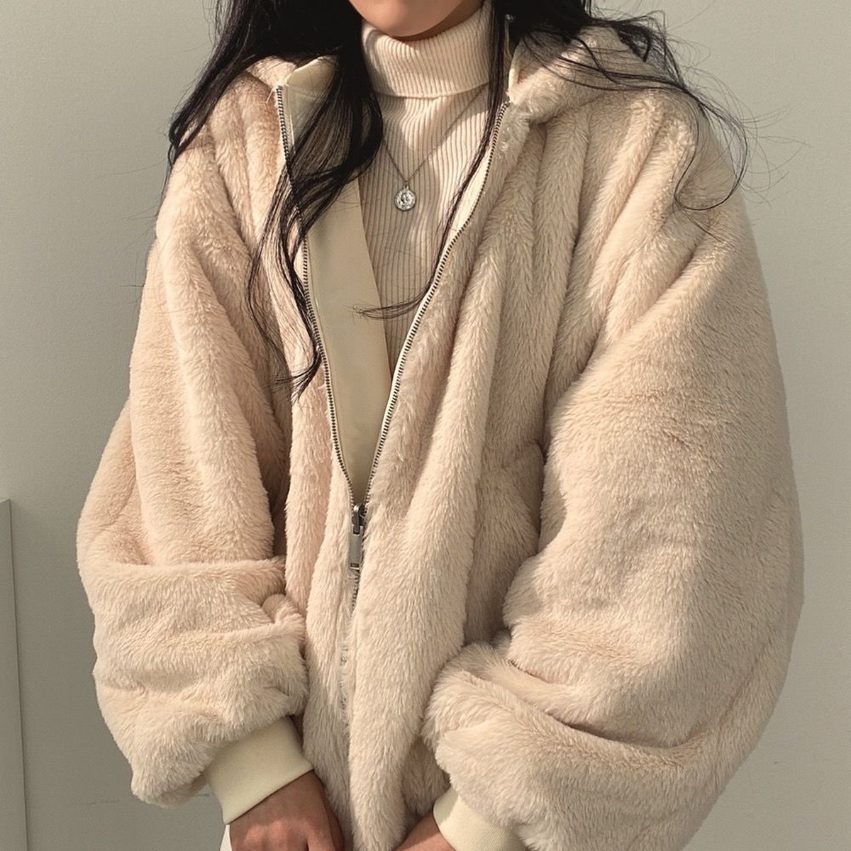 Reversible Hooded Fleece Jacket With Long Sleeves