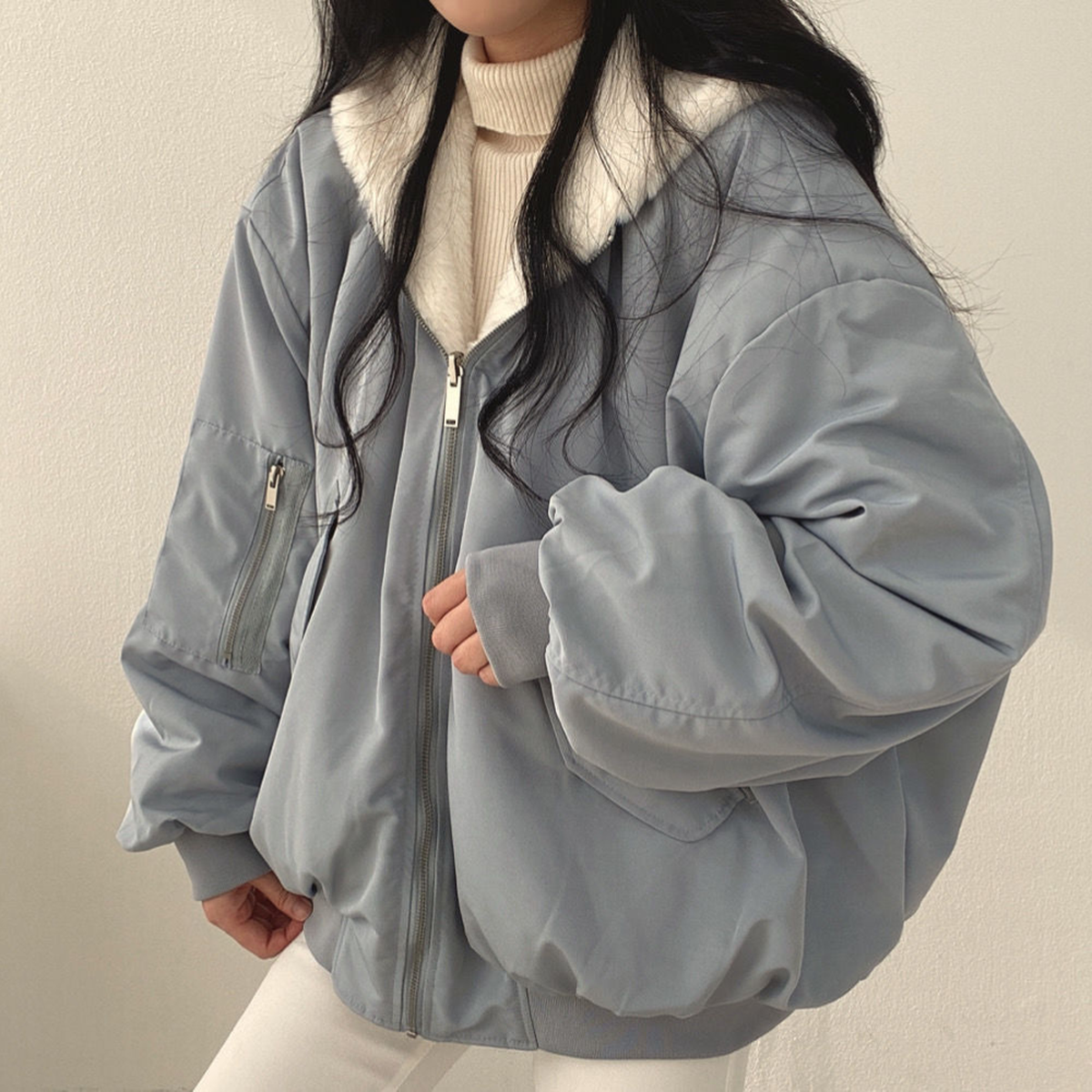 Reversible Hooded Fleece Jacket With Long Sleeves