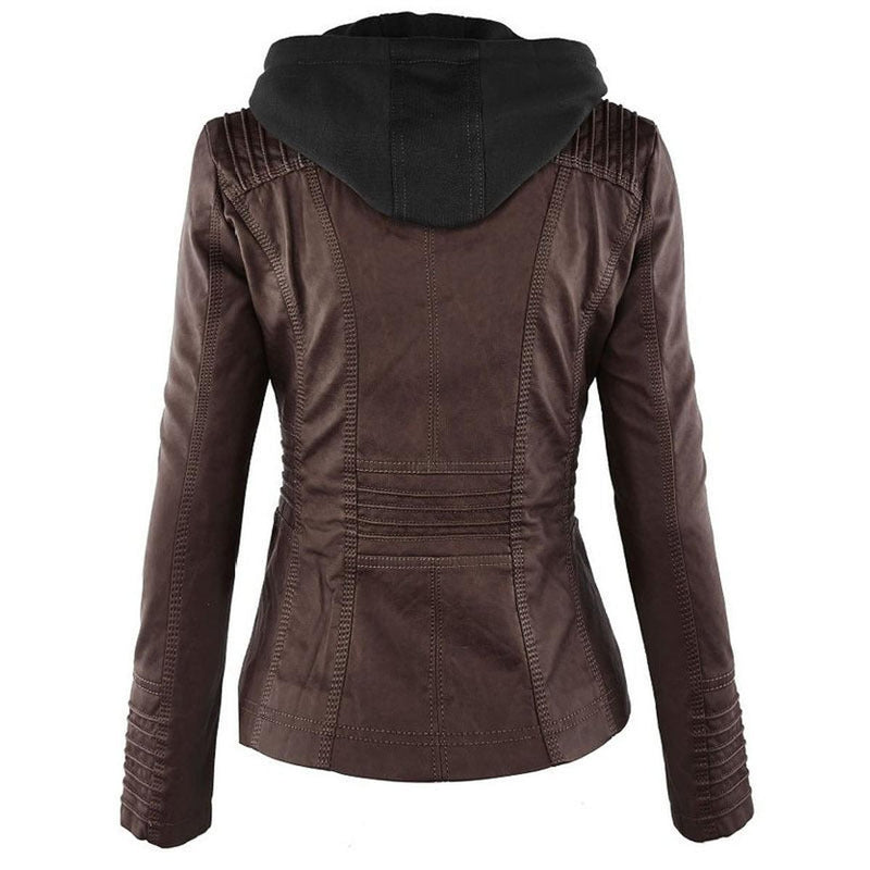 Reversible PU Leather Jacket For Women