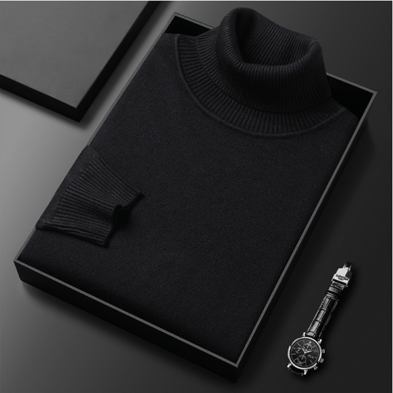 Ribbed Collar Fine Knit Turtleneck Sweater