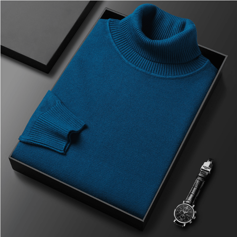 Ribbed Collar Fine Knit Turtleneck Sweater