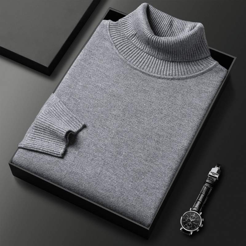 Ribbed Collar Fine Knit Turtleneck Sweater