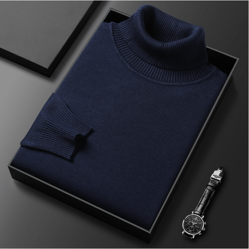 Ribbed Collar Fine Knit Turtleneck Sweater