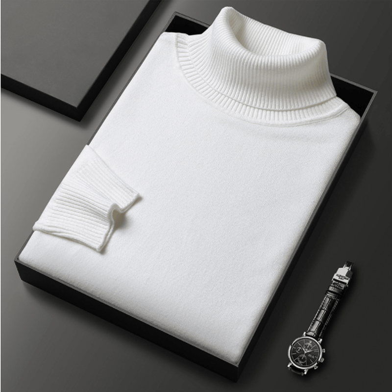 Ribbed Collar Fine Knit Turtleneck Sweater
