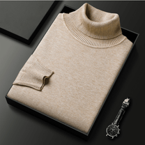 Ribbed Collar Fine Knit Turtleneck Sweater