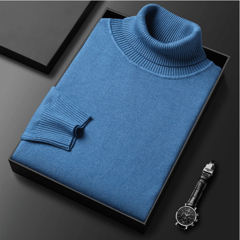 Ribbed Collar Fine Knit Turtleneck Sweater