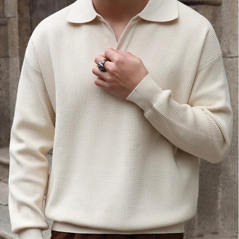Ribbed Cotton Blend Long Sleeve Pullover Top